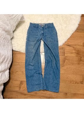 Vintage Quizz New York Wide Leg Carpenter Jeans Baggy Skater Blue Denim Size 5/6